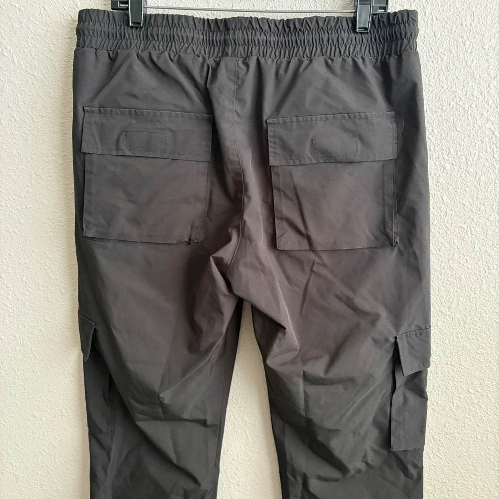 EPTM Black Techwear Tactical Cargo Pants Multi Pocket Pull-On Drawstring XL